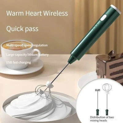 USB Rechargeable Milk Frother, 3-Speed Stainless Steel Whisk