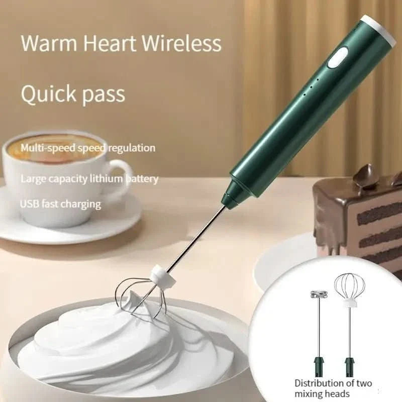 USB Rechargeable Milk Frother, 3-Speed Stainless Steel Whisk