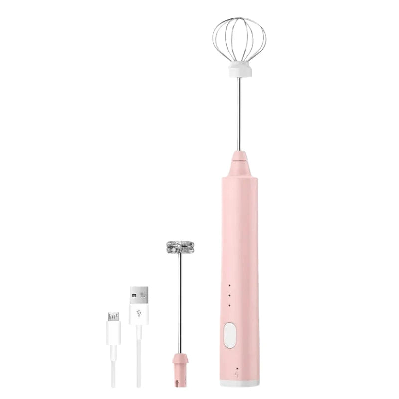 USB Rechargeable Milk Frother, 3-Speed Stainless Steel Whisk