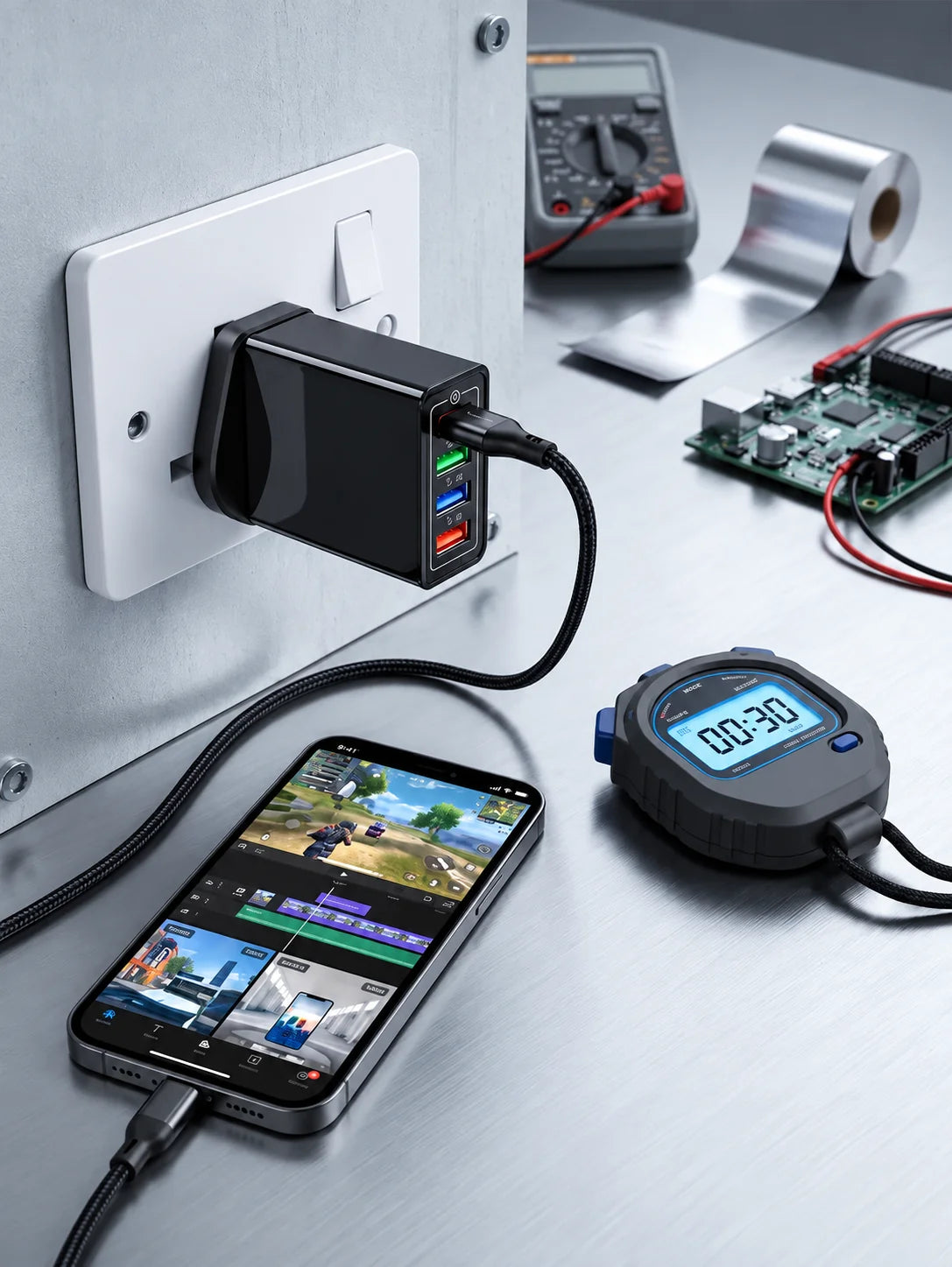 USB Travel Charger 4 USB-A Ports Quick Charge 3.0