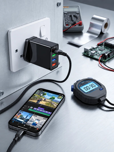 USB Travel Charger 4 USB-A Ports Quick Charge 3.0