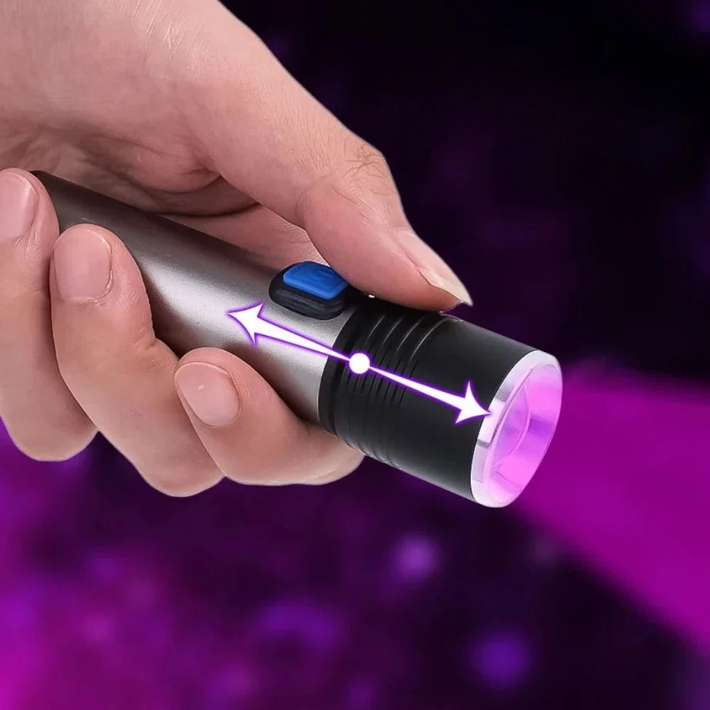 UV Flashlight Stain Detection Adjustable Zoom Rechargeable