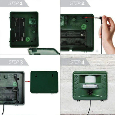 Ultrasonic Animal Repeller Motion-Activated Solar-Powered 70 Foot Range