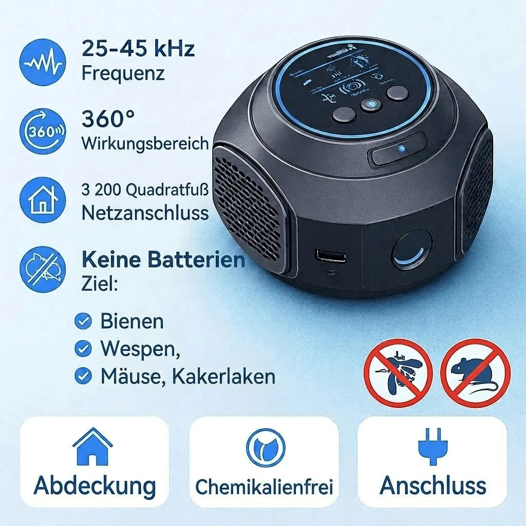 Ultrasonic Pest Repeller 4-Speaker Coverage Plug-In Chemical-Free
