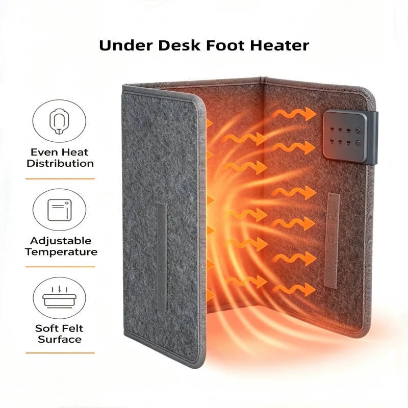 Under Desk Heater Foldable Mat & Foot-Activated Control