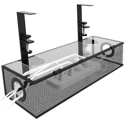 Under-Desk Organizer Two Sliding Drawers Clamp Mount Cable Routing