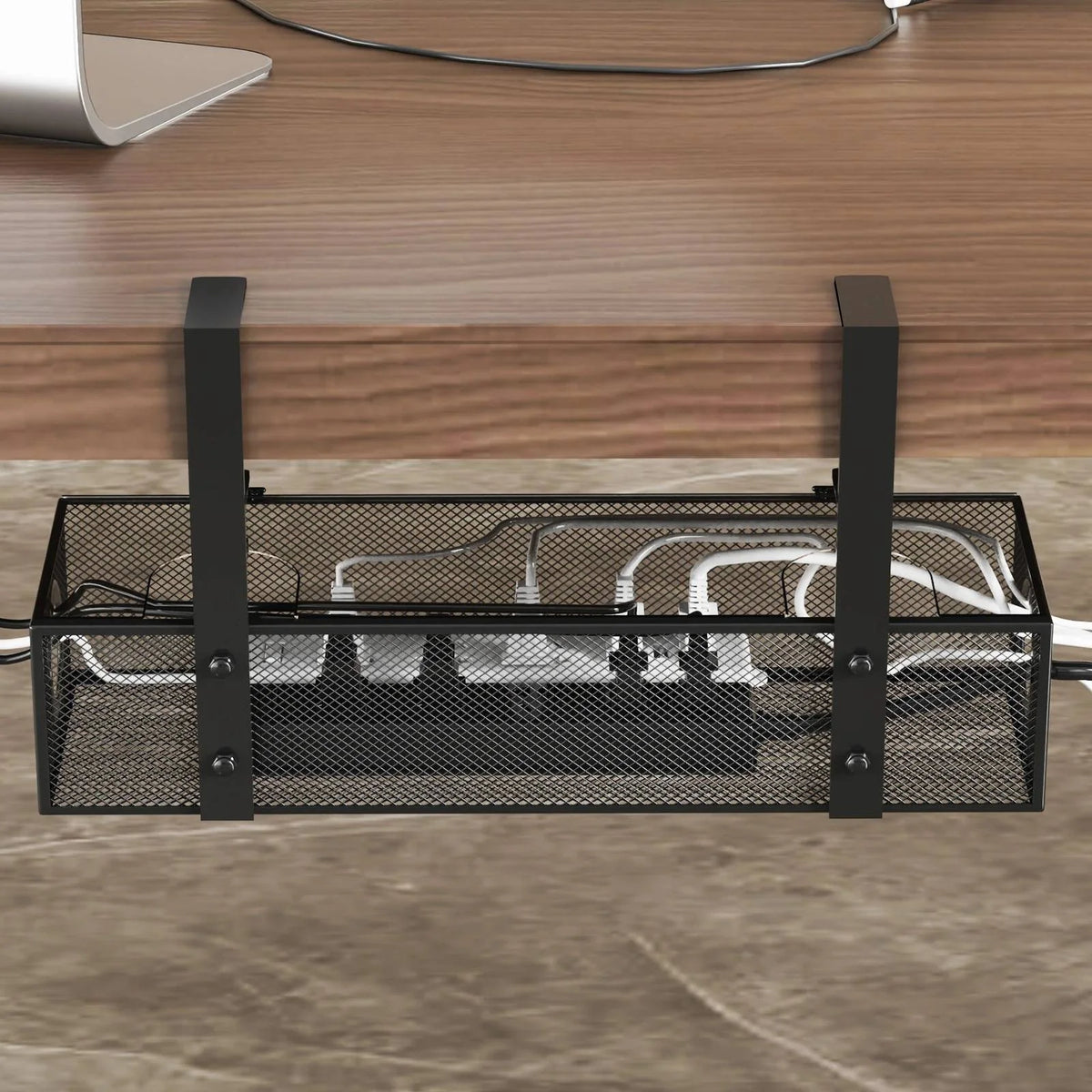 Under-Desk Organizer Two Sliding Drawers Clamp Mount Cable Routing