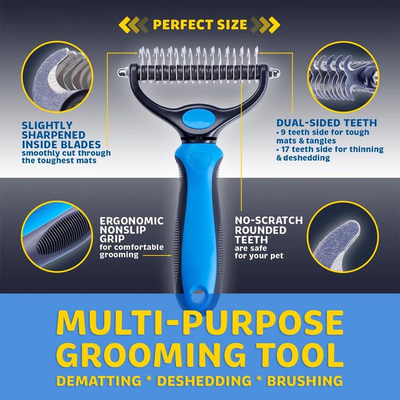 Undercoat Brush Rounded Steel Teeth & Non-Slip TPR Handle