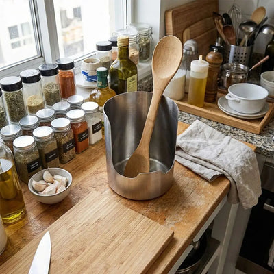Utensil Rest Holder Stainless Steel Space-Saving Vertical Design