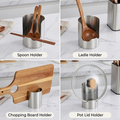 Utensil Rest Holder Stainless Steel Space-Saving Vertical Design