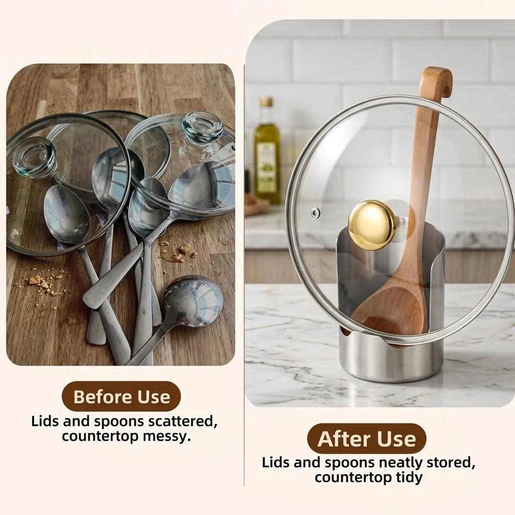 Utensil Rest Holder Stainless Steel Space-Saving Vertical Design