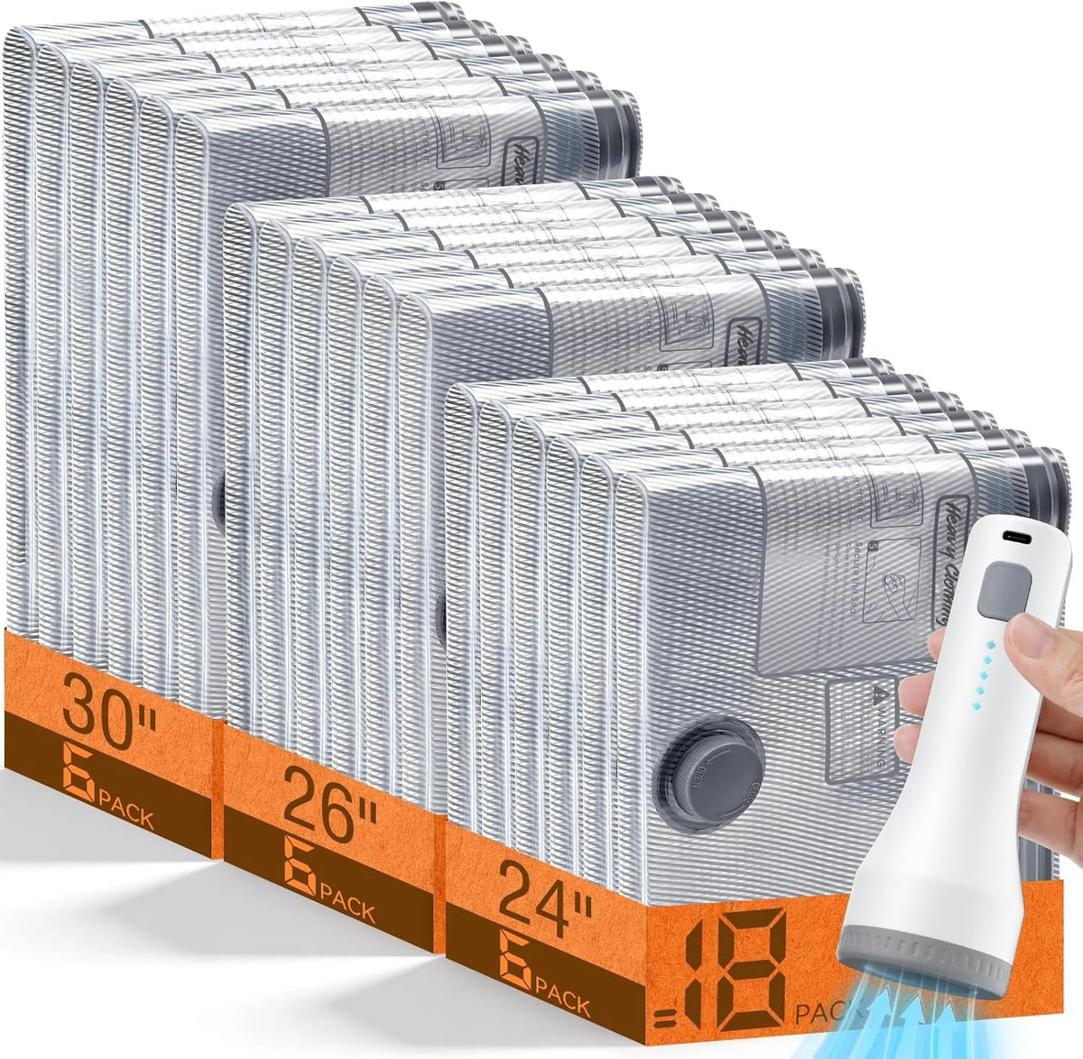 Vacuum Storage Bags Wireless Pump Zipper Seal Set of 15