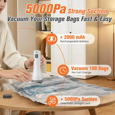 Vacuum Storage Bags Wireless Pump Zipper Seal Set of 15