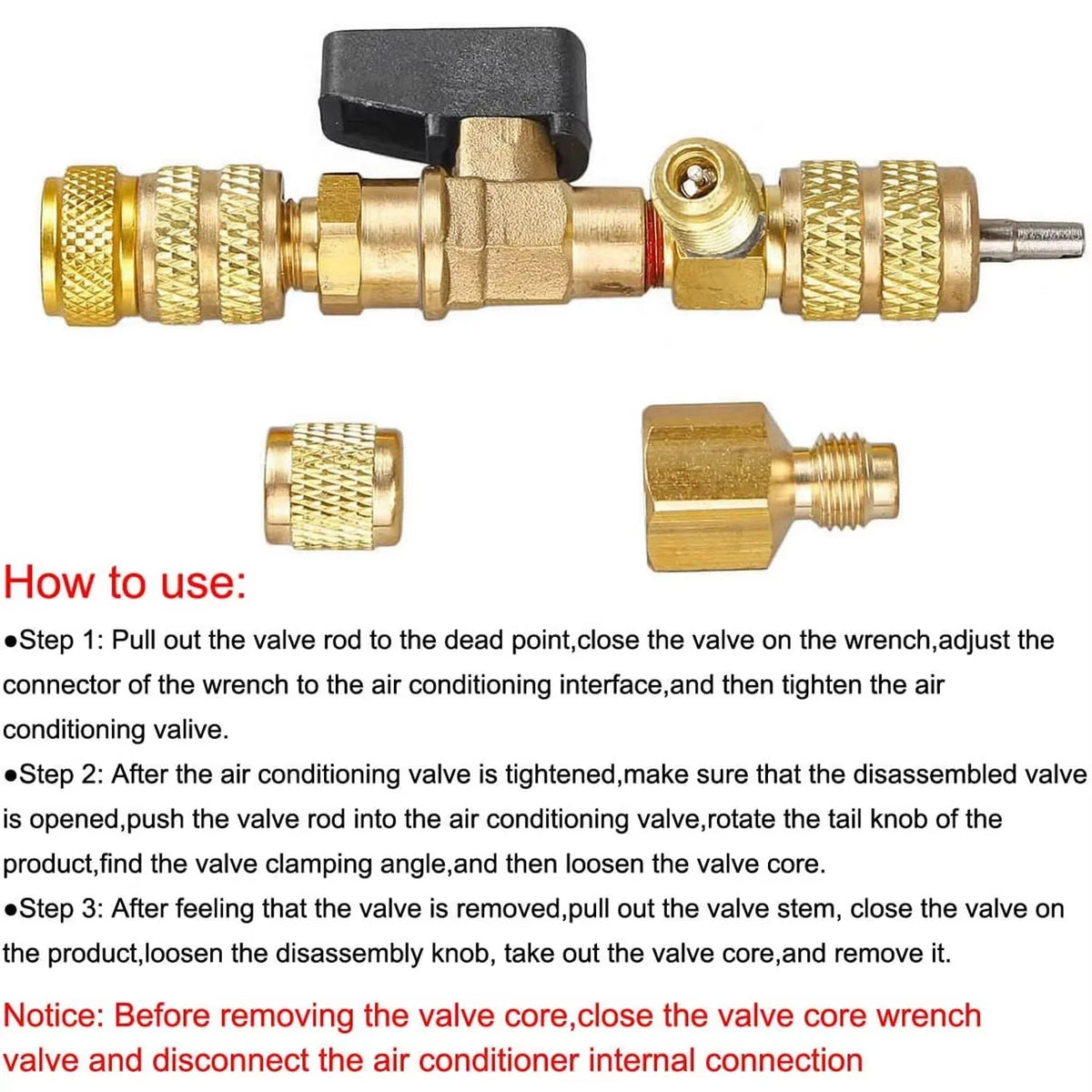 Valve Core Tool Dual Port Heavy Duty Metal