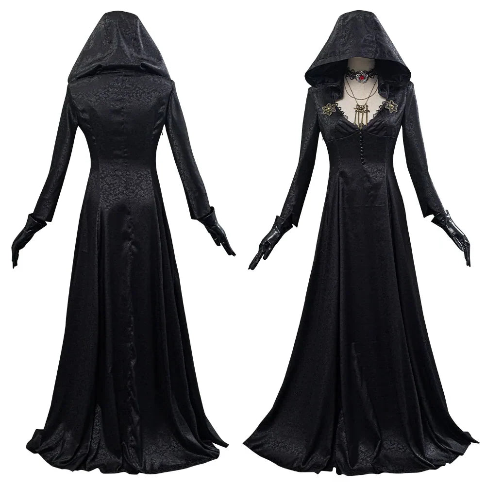 Vampire Cosplay Costume Jacquard Coat & Satin Dress