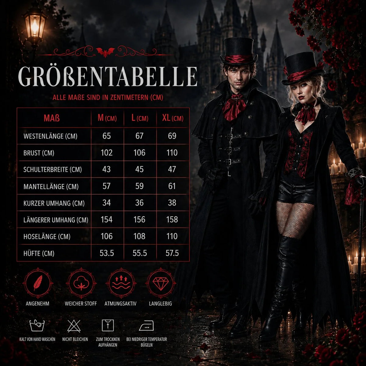 Vampire Costume Adult Classic Halloween Style