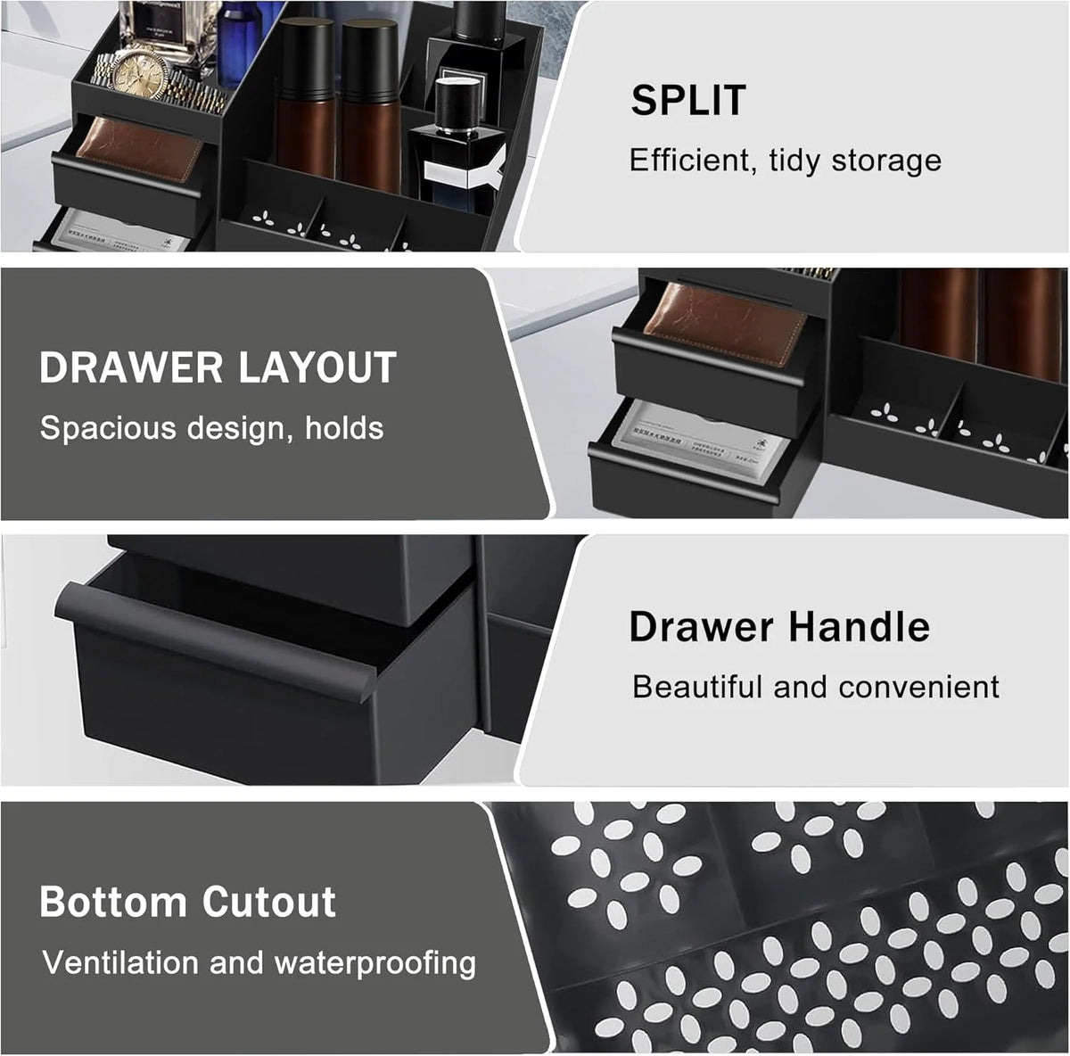 Vanity Bottle Organizer Multi-Slot Stable Base Compact Storage