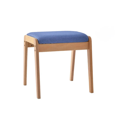 Vanity Stool Solid Wood Frame Padded Linen Seat Space-Saving Design