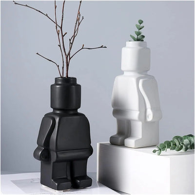 Vase Modern Building Block Smooth Resin