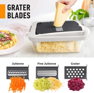 Vegetable Cutter Interchangeable Stainless Steel Blades & Collection Container