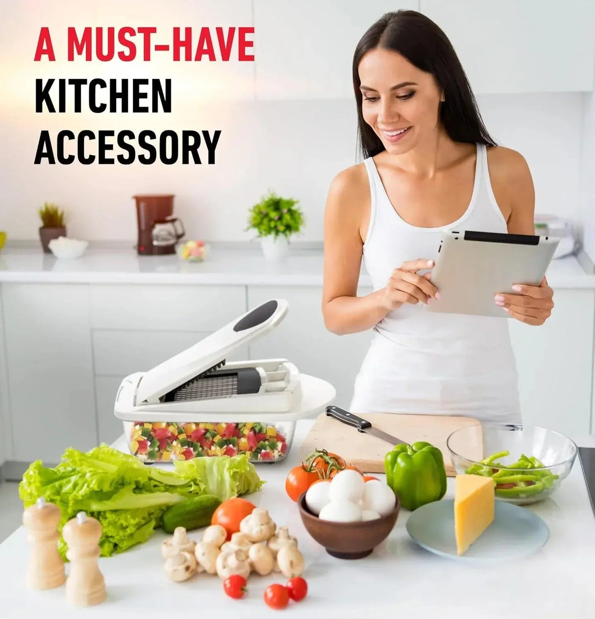 Vegetable Cutter Interchangeable Stainless Steel Blades & Collection Container