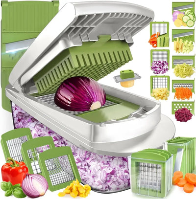 Vegetable Cutter Interchangeable Stainless Steel Blades & Collection Container