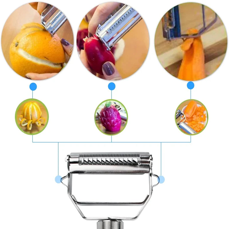 Vegetable Peeler Dual-Function Stainless Steel Dishwasher Safe
