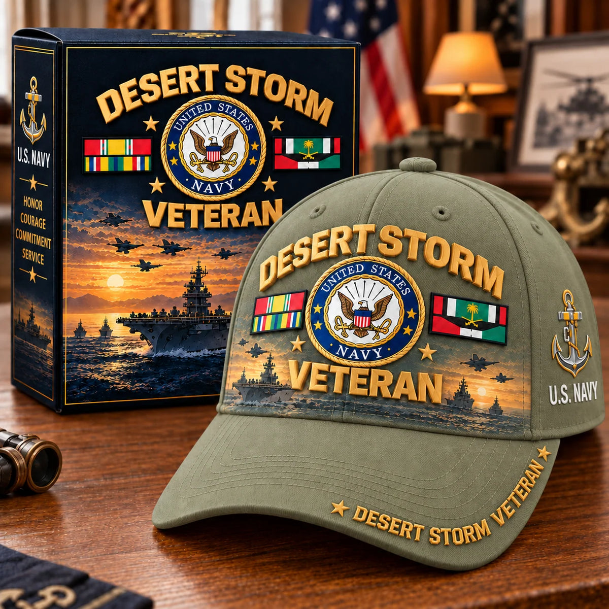 Veteran Cap Desert Storm Tribute Adjustable Curved Brim
