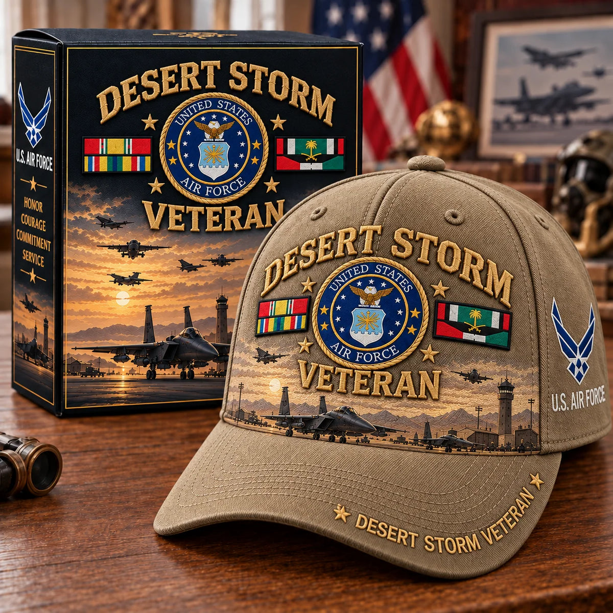 Veteran Cap Desert Storm Tribute Adjustable Curved Brim