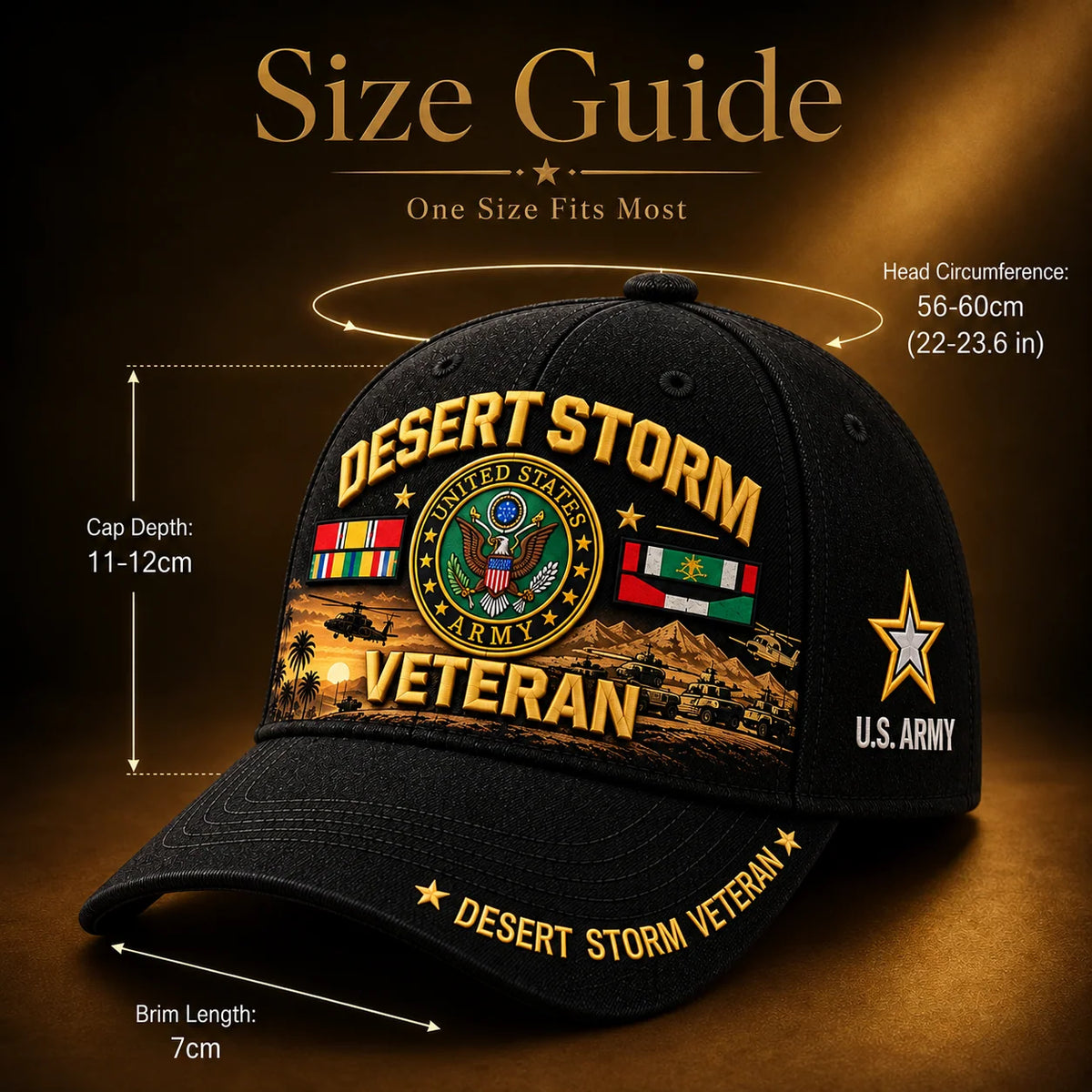 Veteran Cap Desert Storm Tribute Adjustable Curved Brim