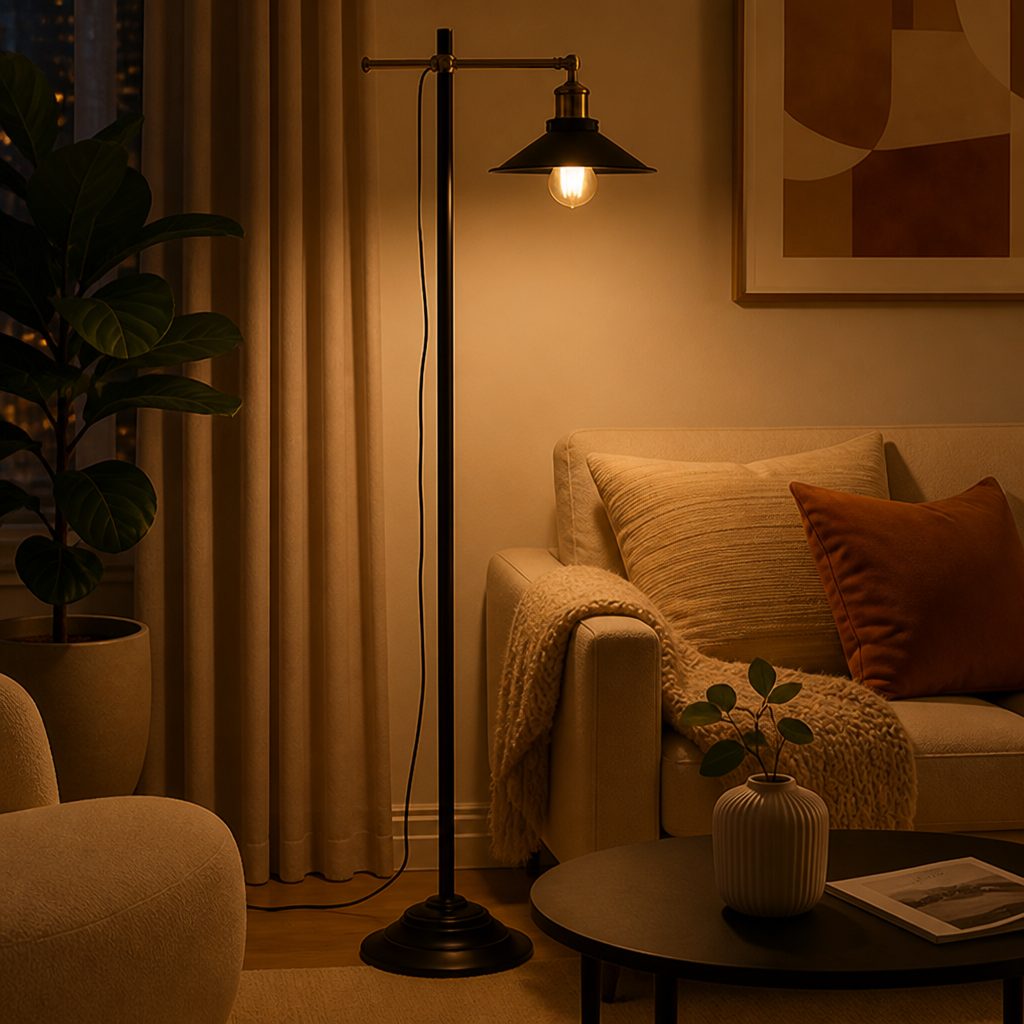 Vintage Brass Adjustable Floor Lamp
