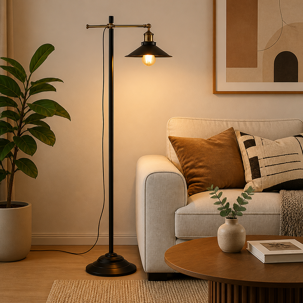 Vintage Brass Adjustable Floor Lamp