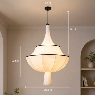 Vintage Fabric Iron Frame Pendant Light