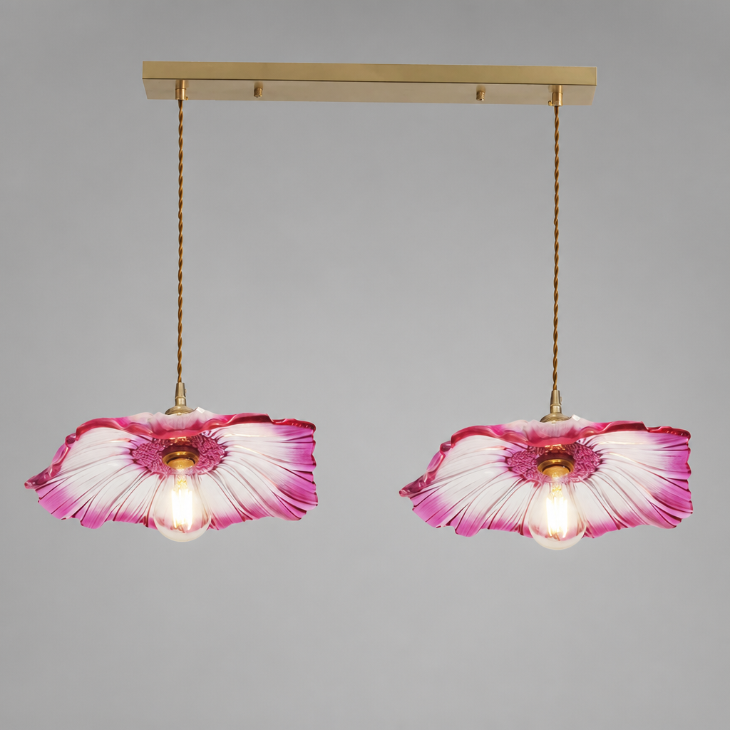 Vintage Glass Flower Shade Pendant Light