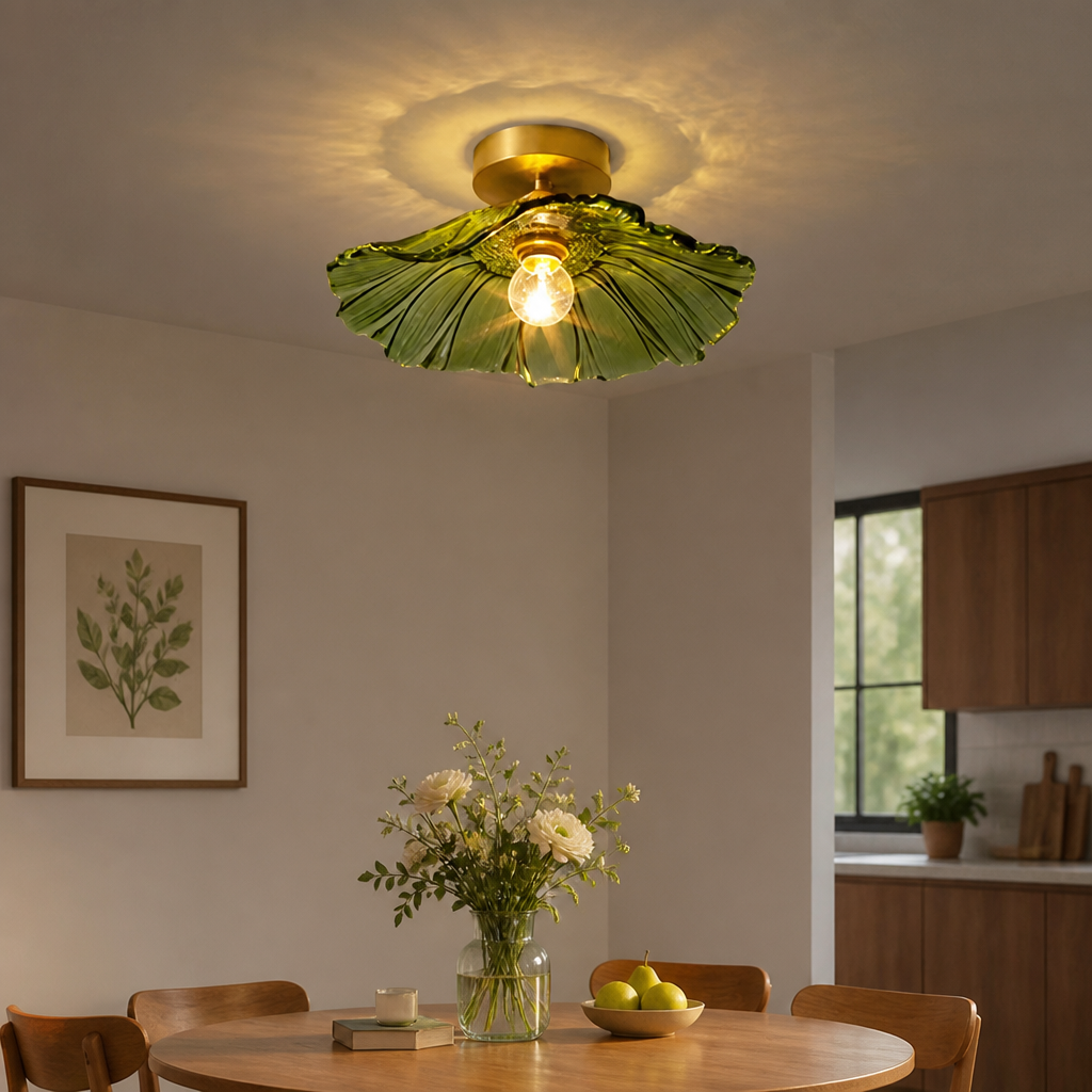 Vintage Glass Flower Shade Pendant Light