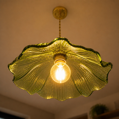 Vintage Glass Flower Shade Pendant Light