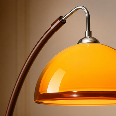 Vintage Orange Acrylic Adjustable Arch Floor Lamp