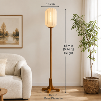 Vintage Solid Wood LED Floor Lamp