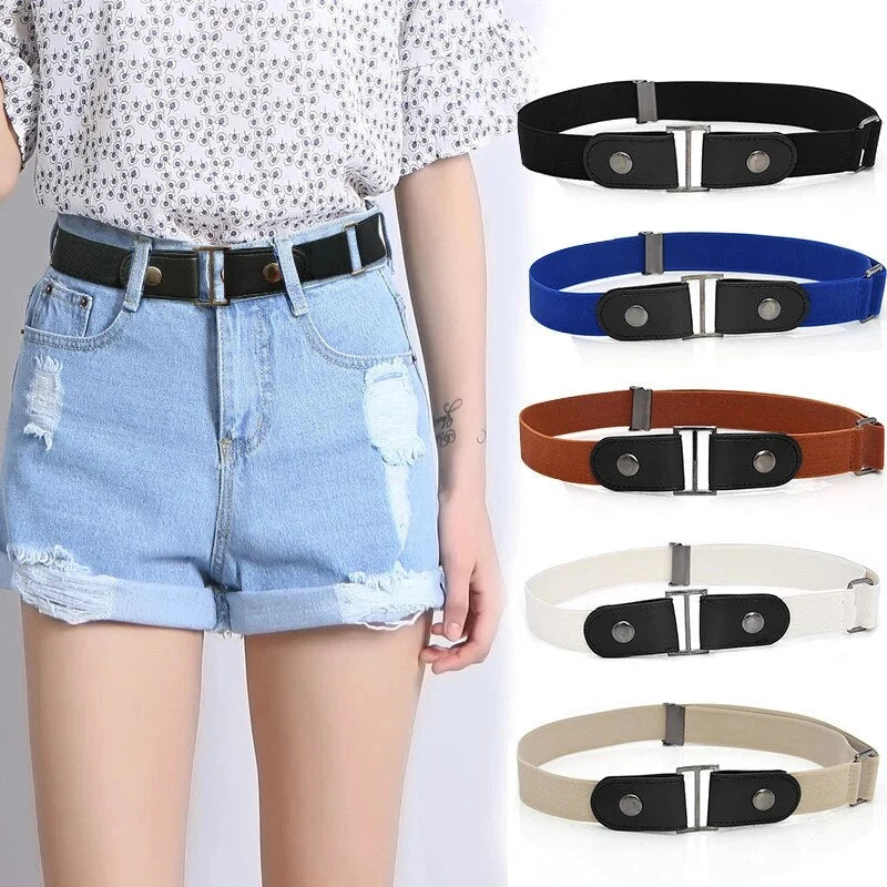 Waist Belt Buckle-Free Adjustable Elastic Set Of Two