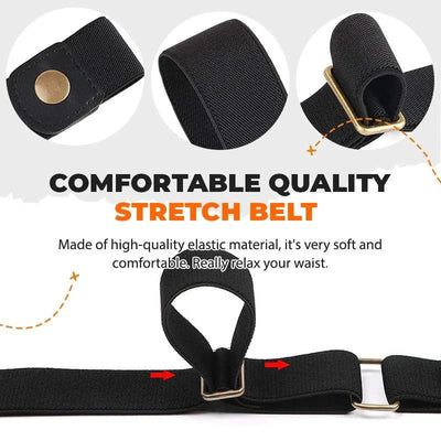 Waist Belt Buckle-Free Adjustable Elastic Set Of Two