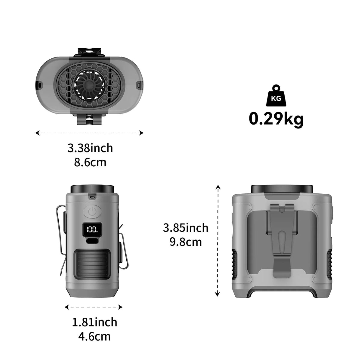 Waist Fan Clip-On 10000mAh Power Bank & LED Light