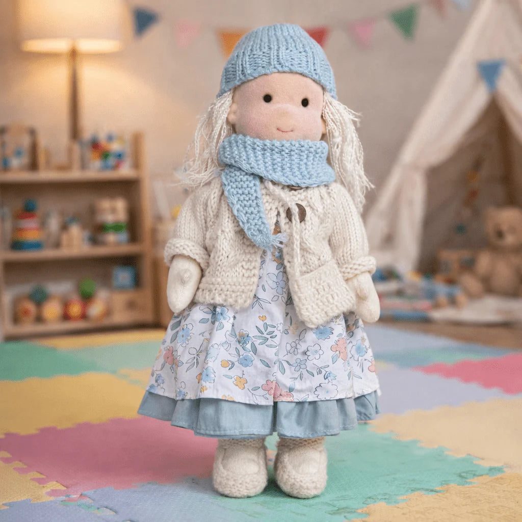 Waldorf Doll 100% Cotton Plush Body Handcrafted 11 Inch