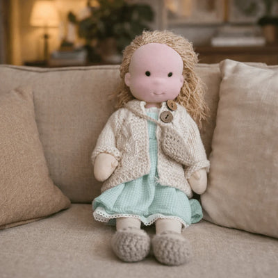Waldorf Doll 100% Cotton Plush Body Handcrafted 11 Inch