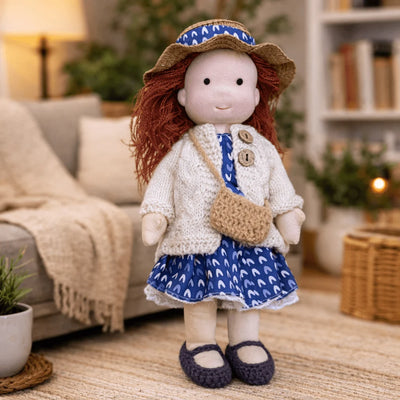 Waldorf Doll 100% Cotton Plush Body Handcrafted 11 Inch