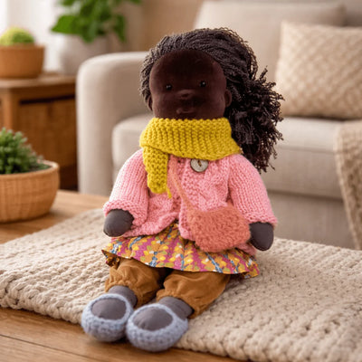 Waldorf Doll 100% Cotton Plush Body Handcrafted 11 Inch
