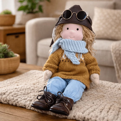 Waldorf Doll 100% Cotton Plush Body Handcrafted 11 Inch