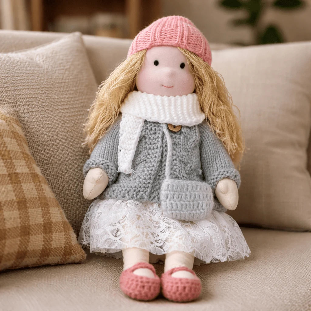 Waldorf Doll 100% Cotton Plush Body Handcrafted 11 Inch