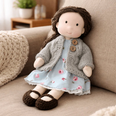 Waldorf Doll 100% Cotton Plush Body Handcrafted 11 Inch