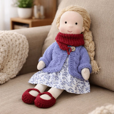 Waldorf Doll 100% Cotton Plush Body Handcrafted 11 Inch