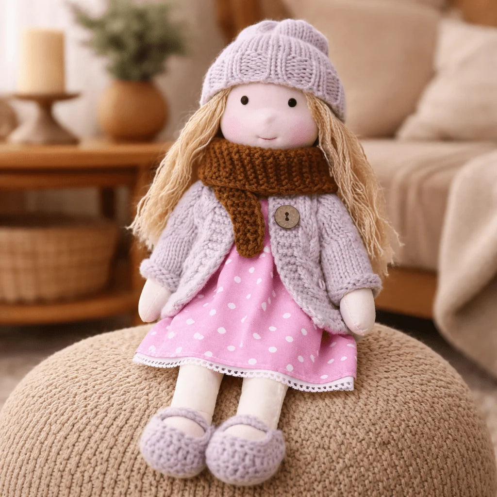 Waldorf Doll 100% Cotton Plush Body Handcrafted 11 Inch
